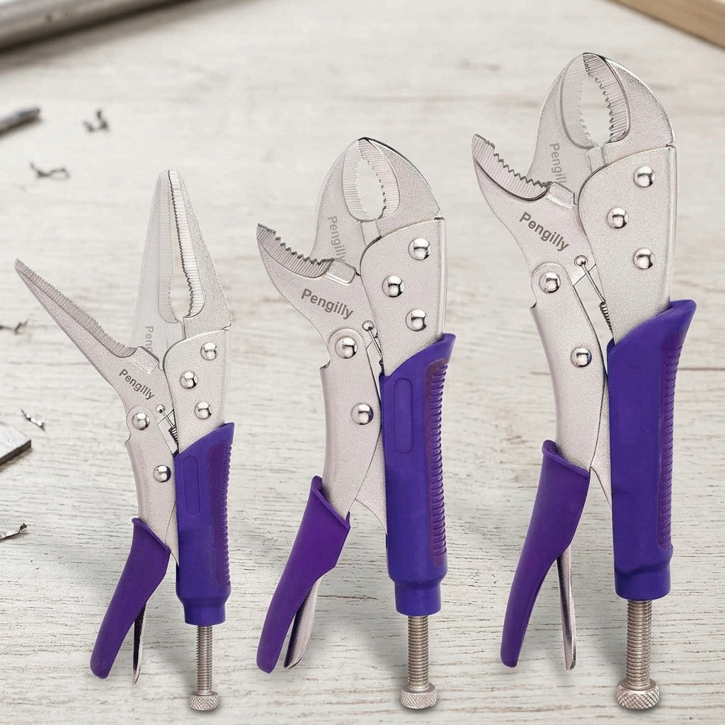 Pengilly Landscapes 3-Piece Locking Pliers Set, Curved and Straight Jaw PL-PL-004-1
