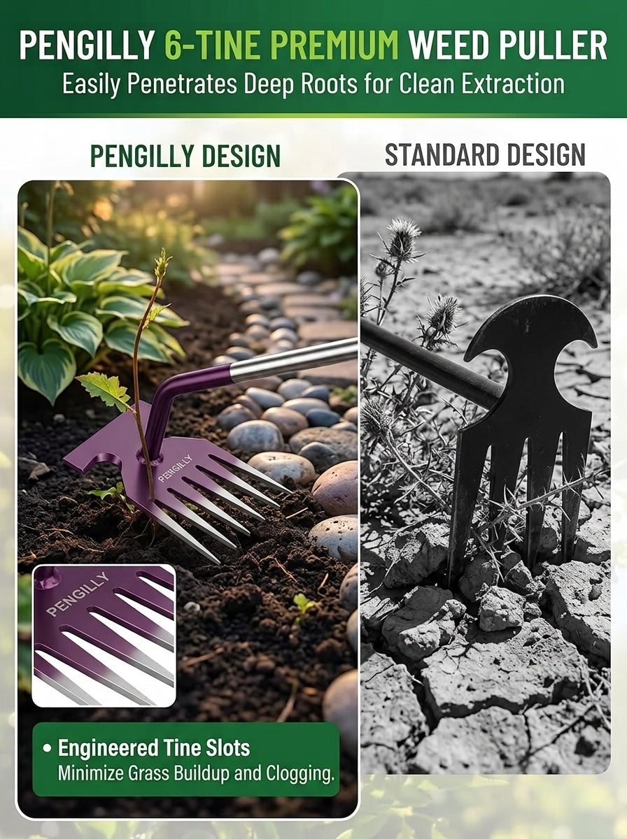 Pengilly Landscapes 15" 6-Tine Hand Weeder for Deep Roots PL-WP-003-3